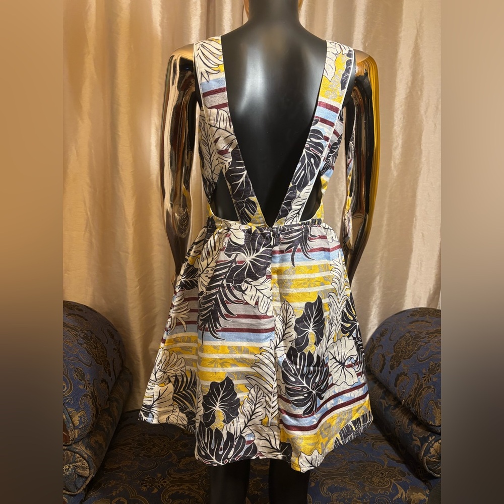 H&M Yellow Metallic Hawaiian Dress Size 10 - Picture 4 of 5